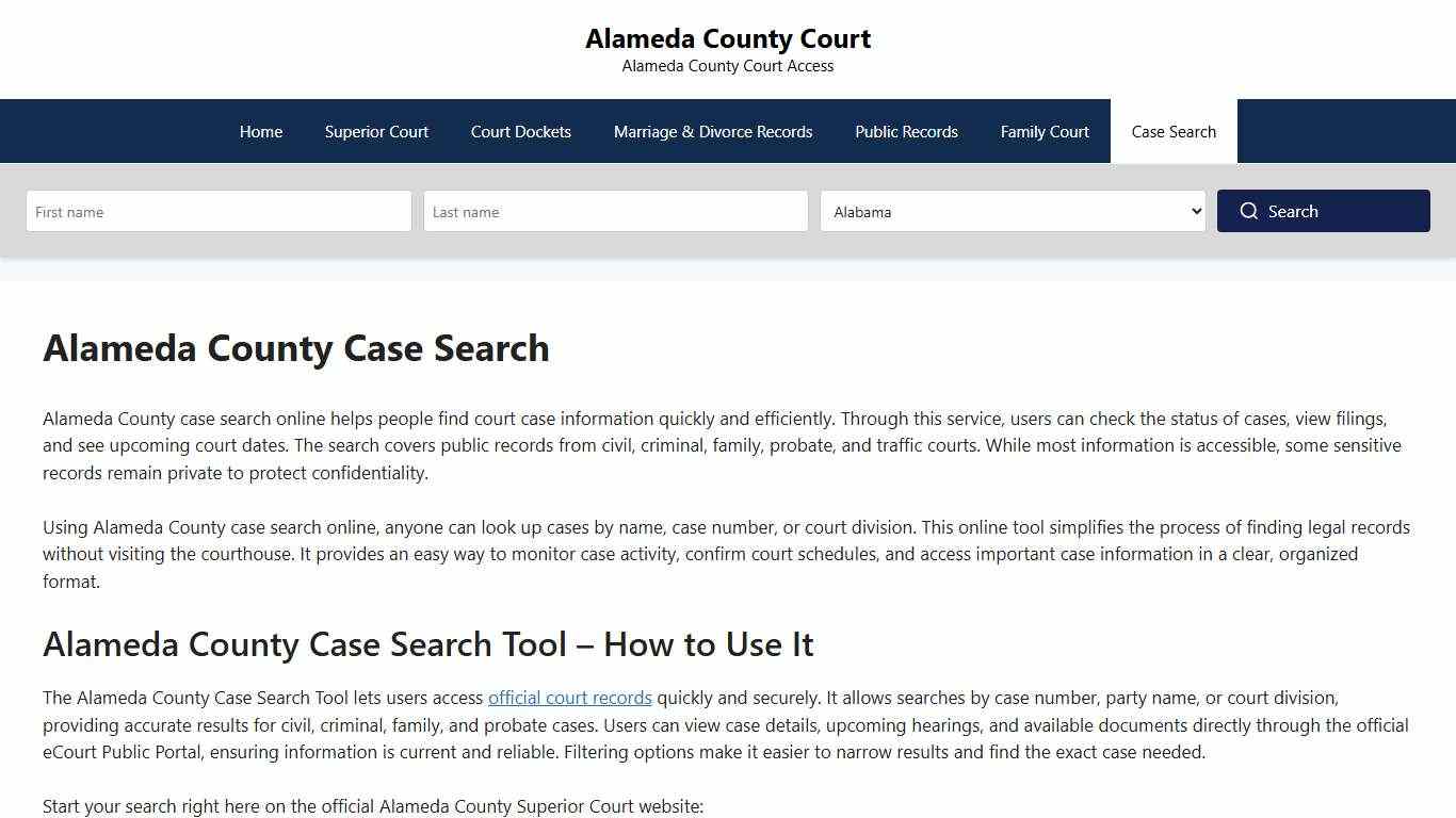 Alameda County Case Search